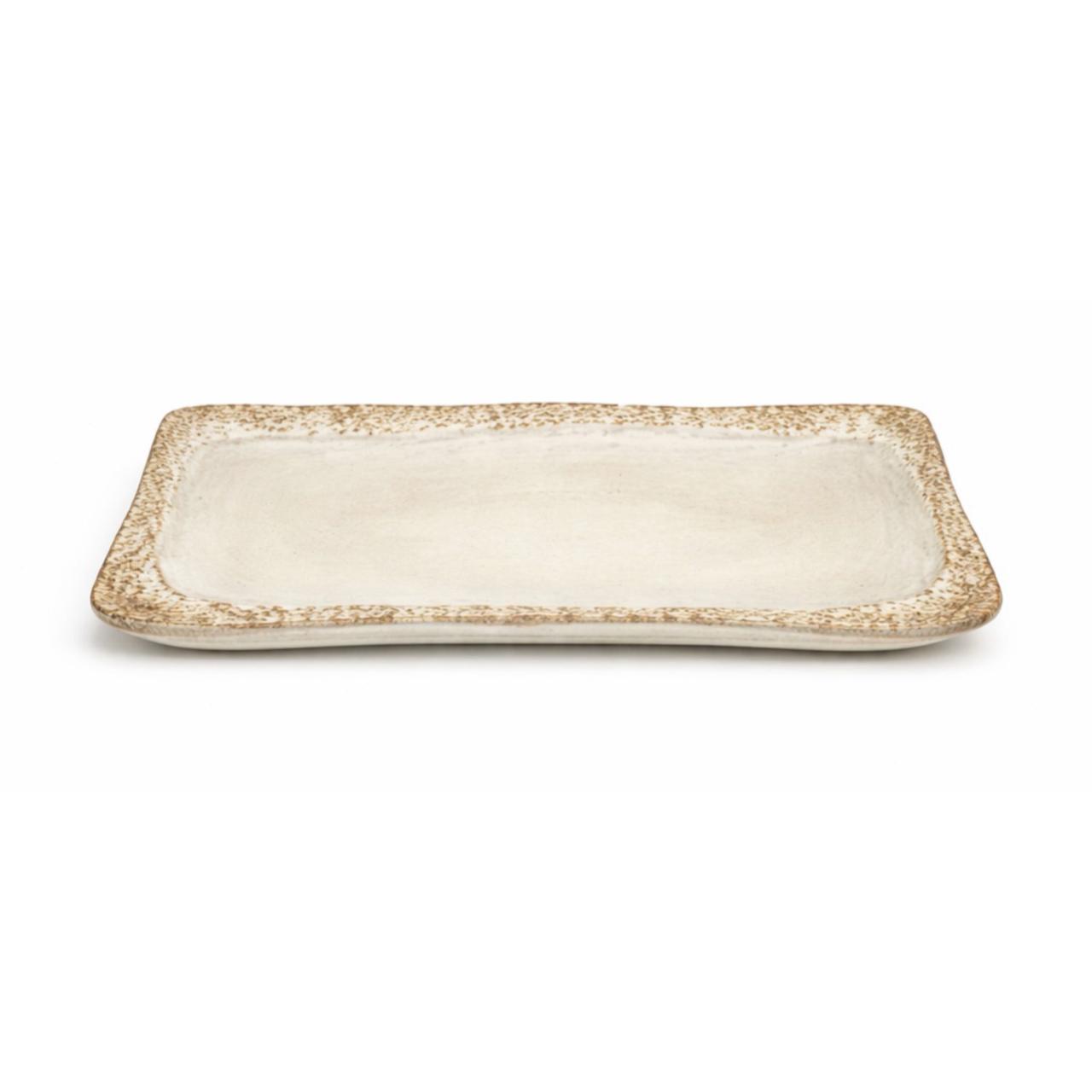 Coral - Ivory (White) Squared Serving Platter With High Edge