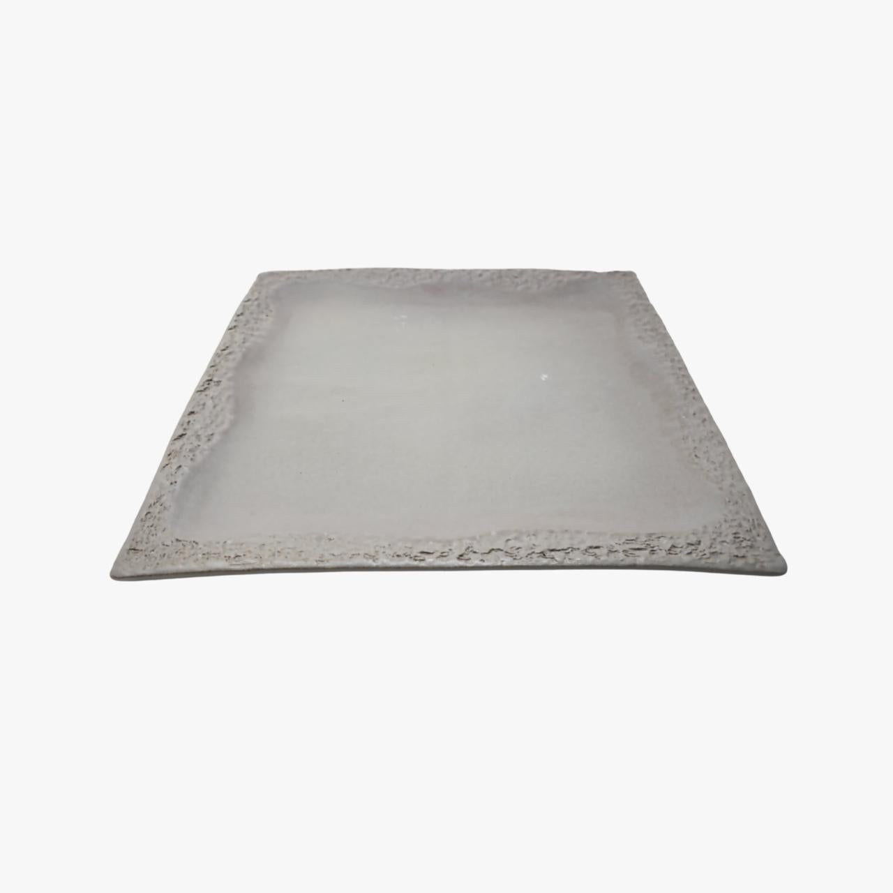 Coral - Greyish Blue Squared Serving Platter With High Edge