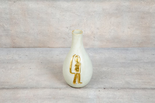 Giftware - Bulb Bottle - Ivory White & Gold Worior