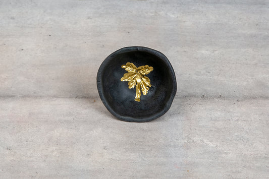 Giftware - Cracked Bowl - Charcoal & Gold Palm Tree