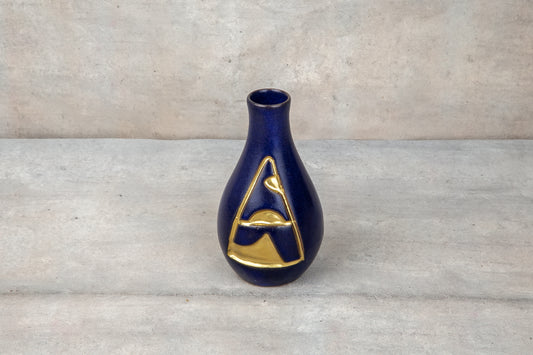 Giftware - Bulb Bottle - Neptune Blue & Gold Pyramid