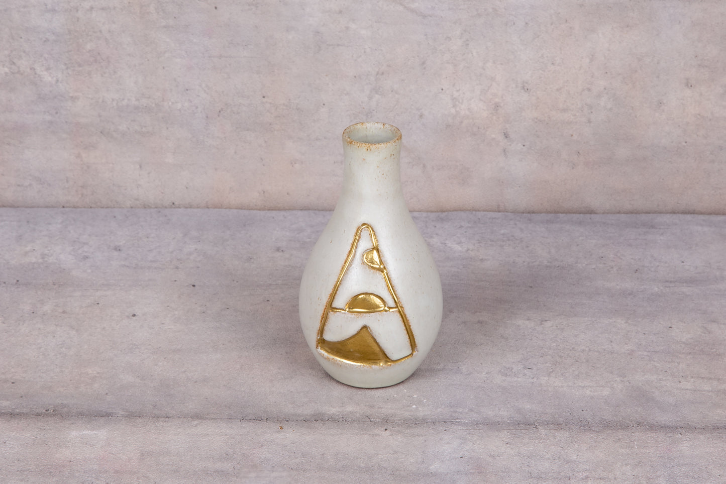 Giftware - Bulb Bottle - Ivory White & Gold Pyramid