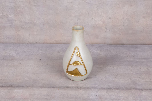 Giftware - Bulb Bottle - Ivory White & Gold  Pyramid