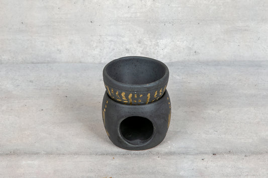 Giftware - Oil Burner Set - Charcoal & Gold