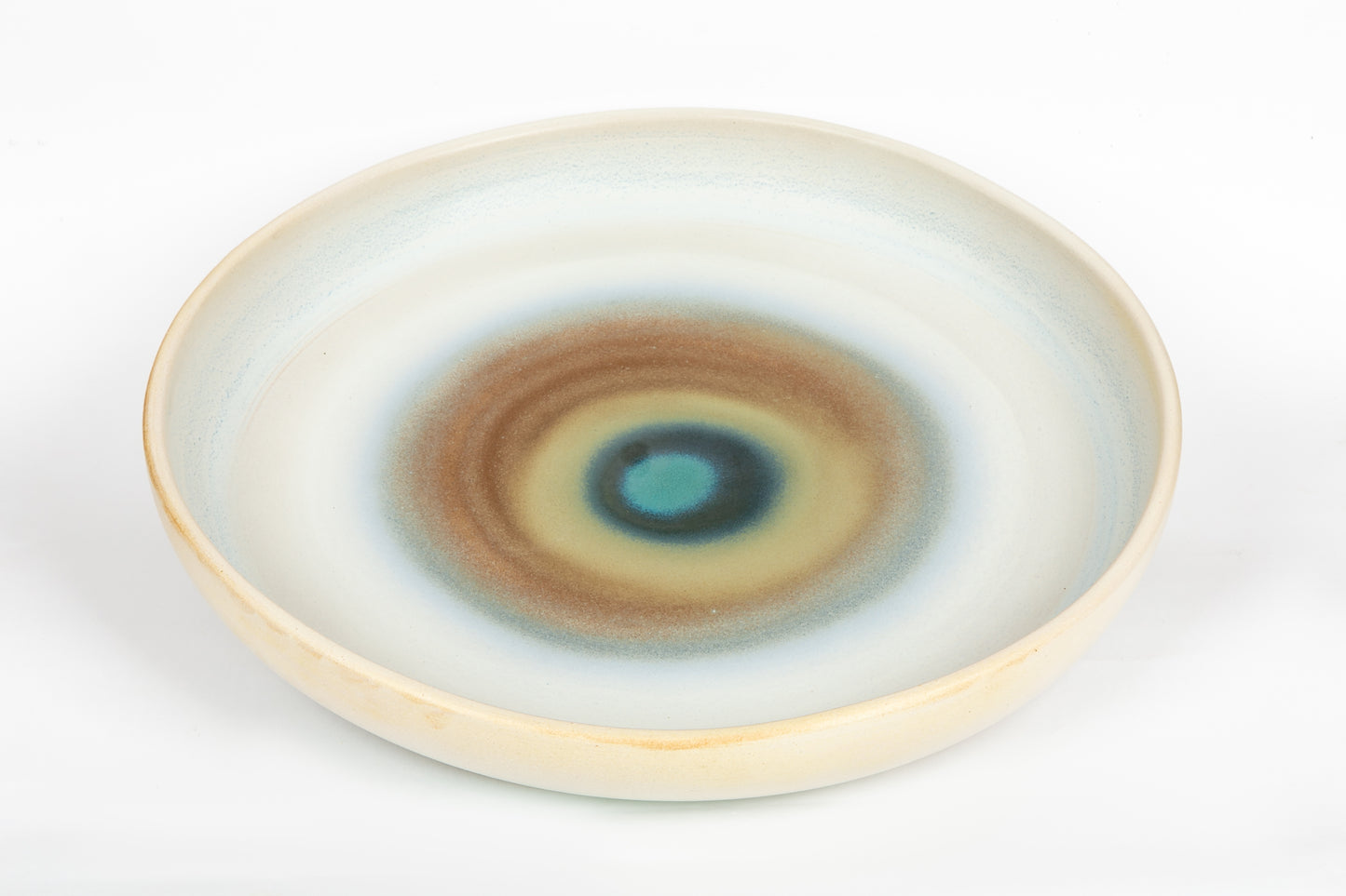 Form in Color - Round Serving Platter - Ivory White & Blue Blop