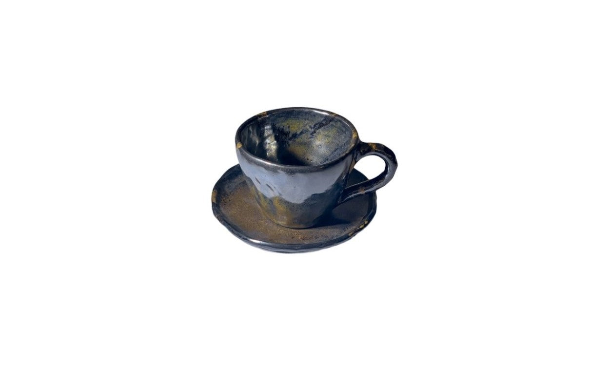 Caves - Tea Cup & Saucer - Night Sky (Black)