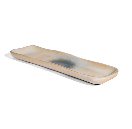 Form In Color - Ivory & Blue Blob Rectangular Platter