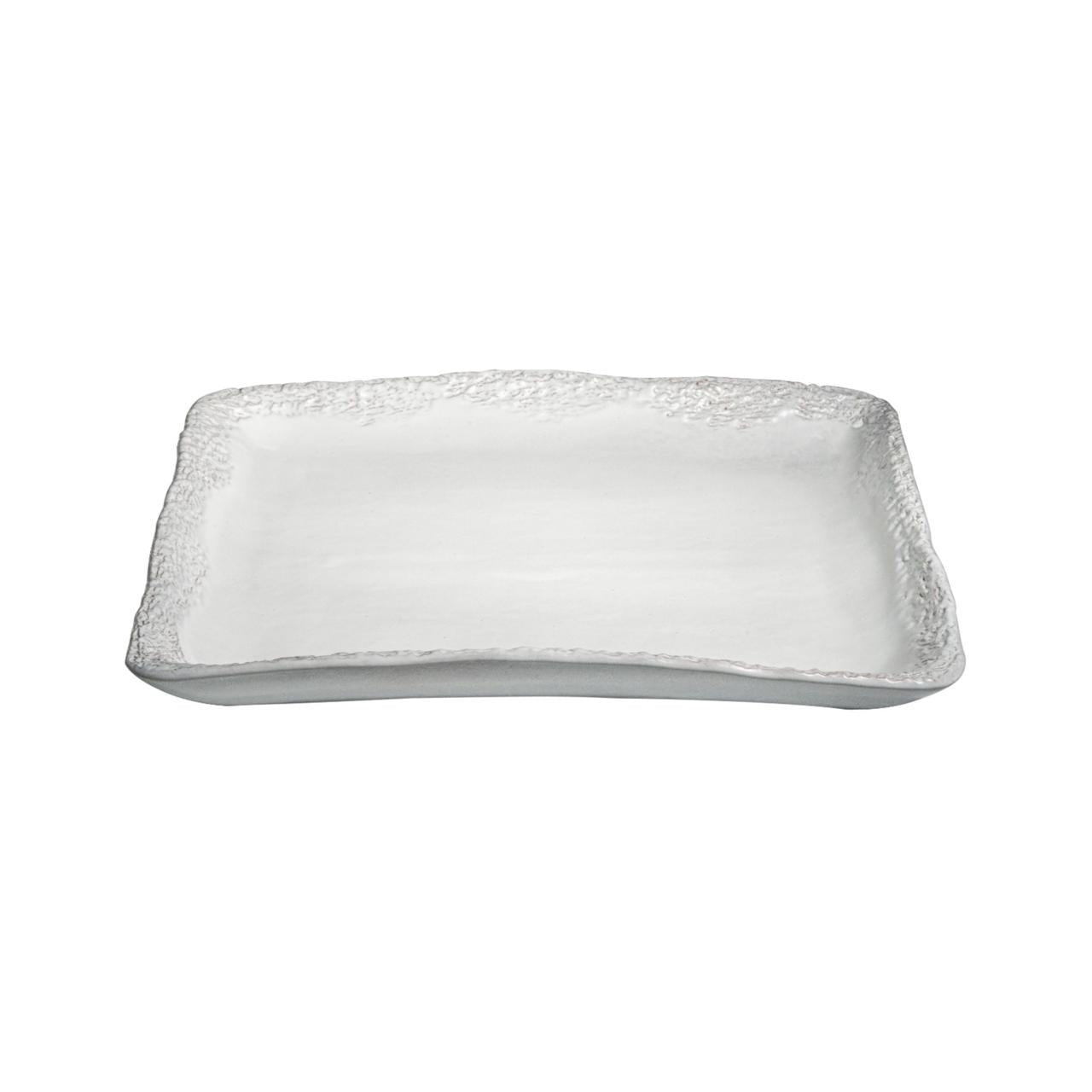 Coral - White Matte Squared Serving Platter With High Edge