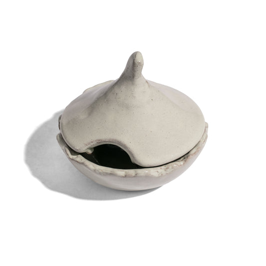 Caves - Glossy Off White Ramekin with Cover