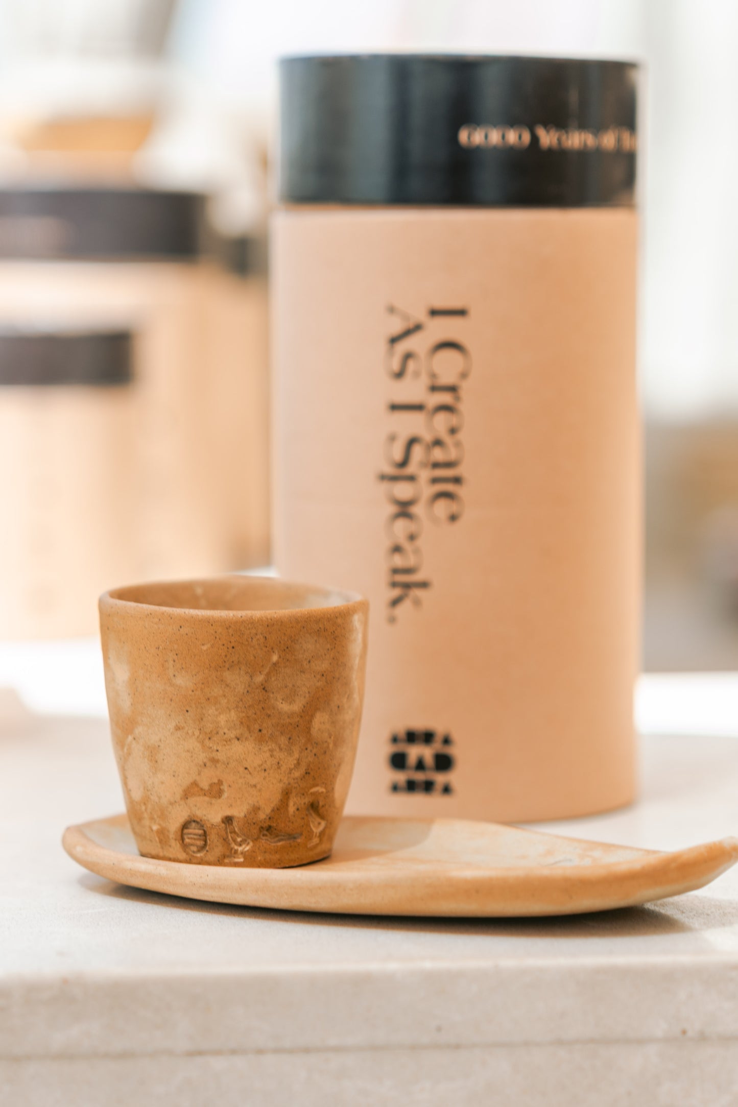 Caves - Nude (Sand Beige) Set of Espresso Cup & Oval Plate