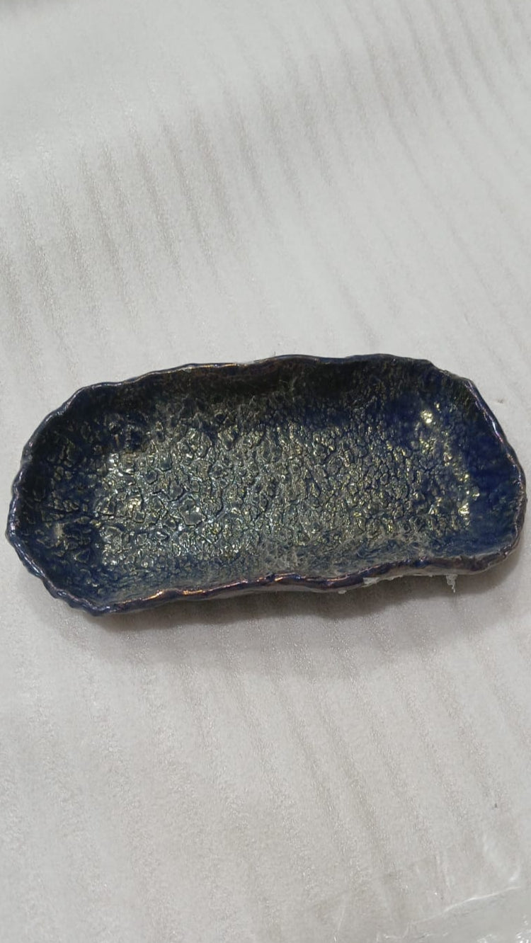Seaside - Rough Skin Serving Tray - Oxidized Blue