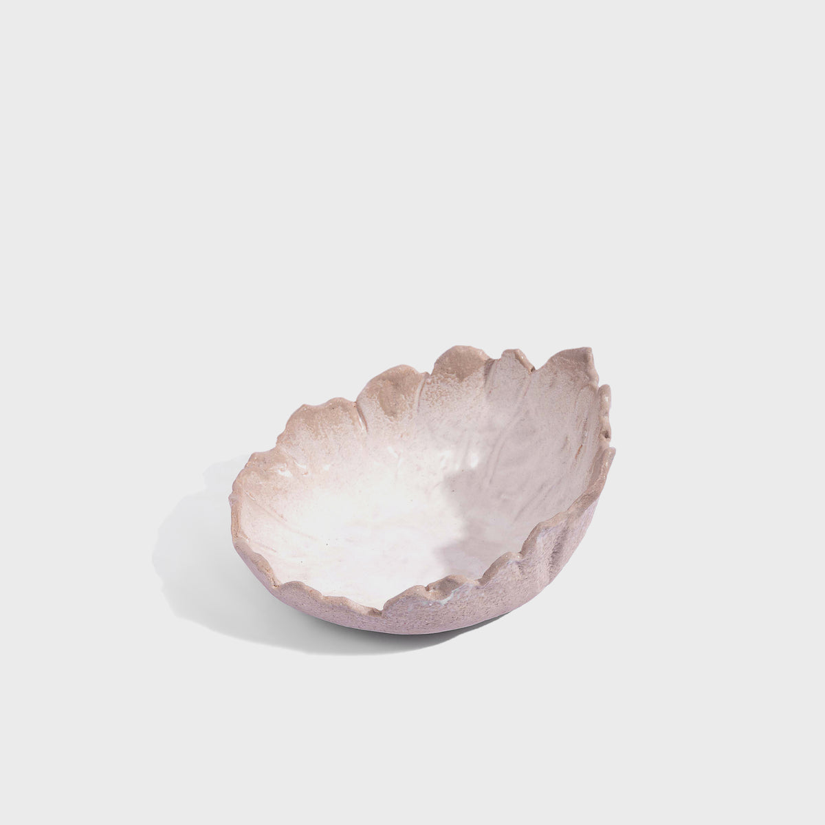 TerraLeaves- Transparent White Glossy Greyish Bowl