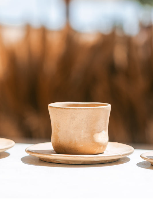 Cave - Nude Sand (Beige) Set of 2 Espresso Cups & Saucers