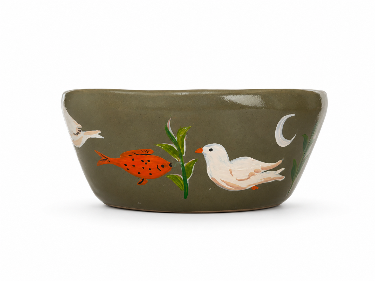 Folklore - Glossy Olive Large Bowl