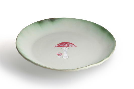 Magic Mushies - Pistara Deep Serving Plate Ruby