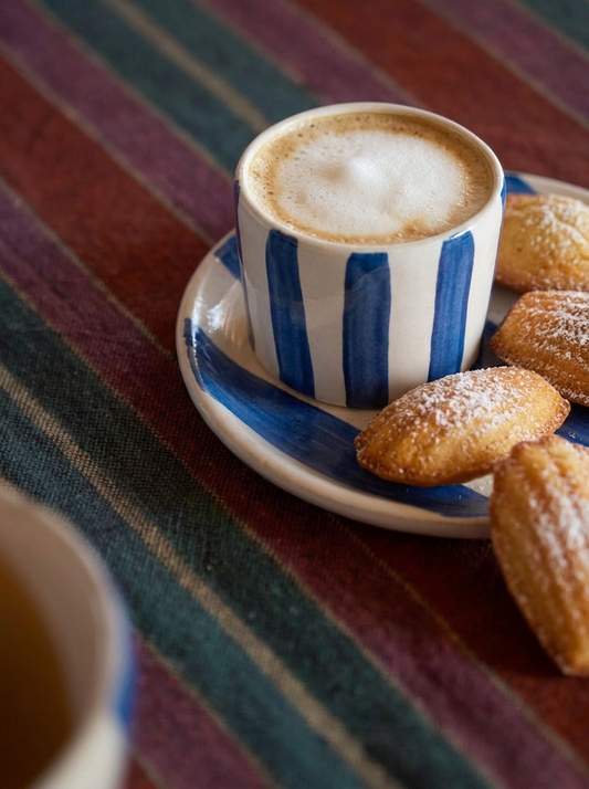 Dunes - Blue Stripes Cappuccino Set