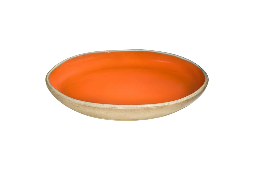 Form In Color - Orange Beige Glossy Round Serving Platter