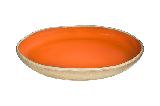 Form In Color - Orange Beige Glossy Round Serving Platter