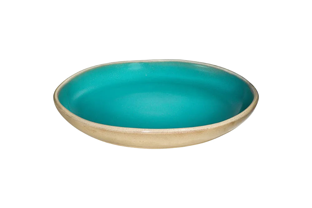 Form In Color - Beige & Aqua All Glossy Round Serving Platter