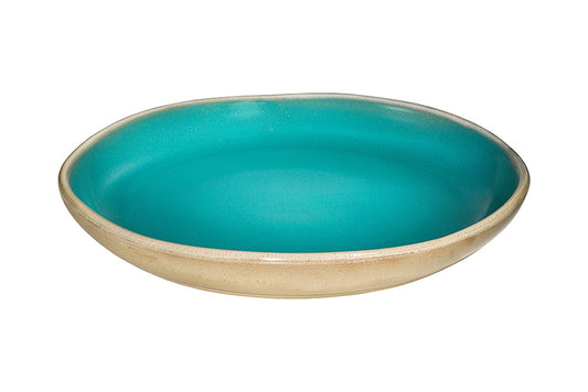 Form In Color - Beig & Aqua All Glossy Round Serving Platter